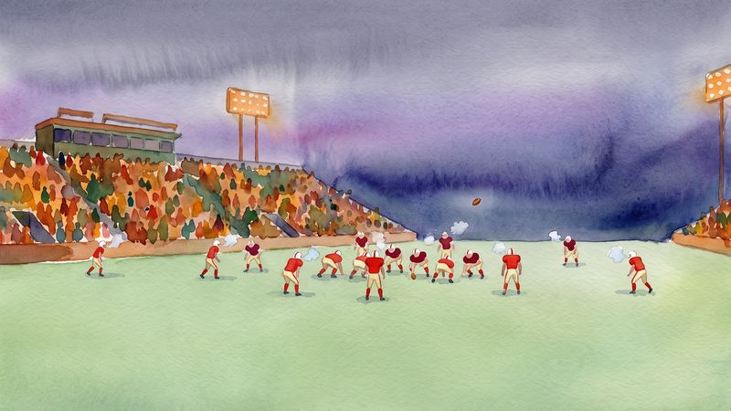 A watercolor field under evening skies